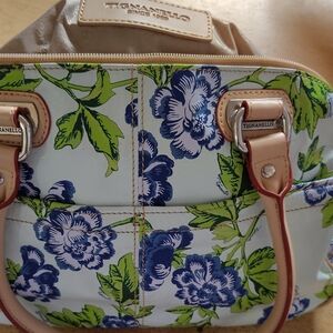 Tignanello Blue and Green Floral Shoulder Bag
